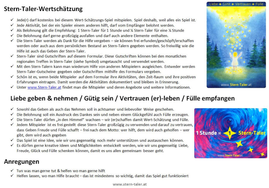 Stern-Taler Erklärungen zum Spielplan